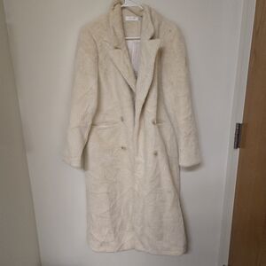 Original Design Long Cream Teddy Jacket Size Large